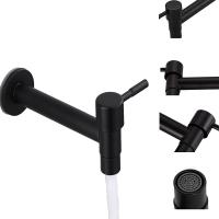 Grifo para piscina, grifo negro montado en la pared, grifo frío montado en la pared, grifo de ahorro de agua de acero inoxidable para baño, fregadero, balcón, cocina (negro) - details 2