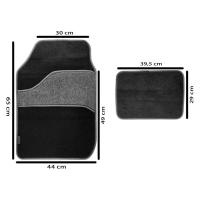 HOGUITA-Juego de 4 Alfombras de Moqueta para Coche,Alfombrillas Universales para Coche,Antideslizantes,Alfombras Delanteras y Traseras,Color Negro - details 1