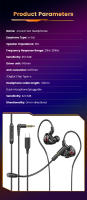 Auriculares De Juego Con Micrófono Universal 90° Elbowed HiFi Bass Estéreo Metálicos Con Cable 3.5mm Tipo-C Intraauriculares Para Teléfono Y Computadora - details 14