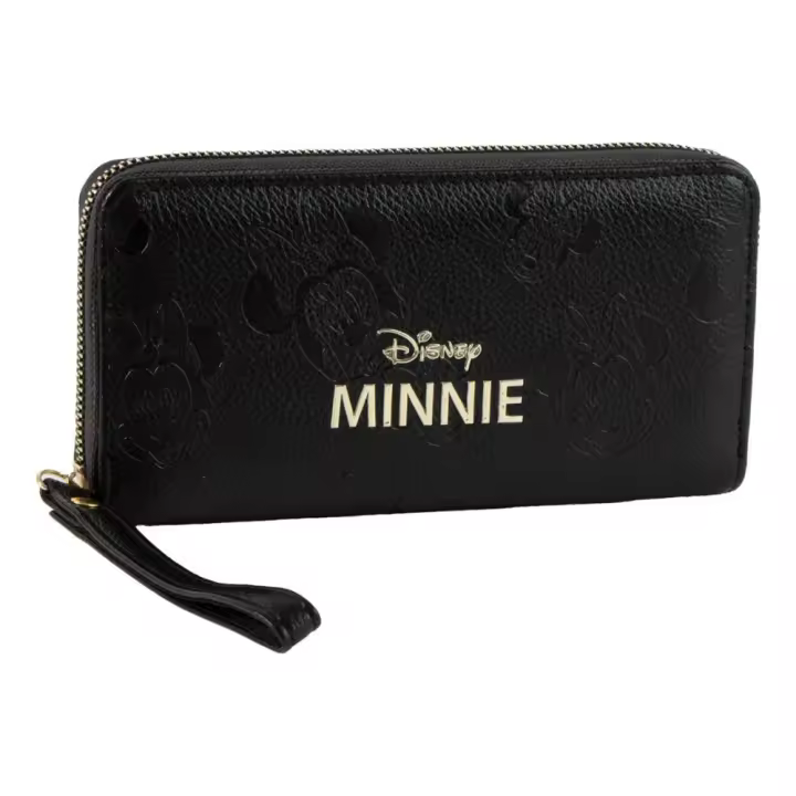 Cartera Billetera Minnie Mouse Negra Grabada Premium 83727 - 1