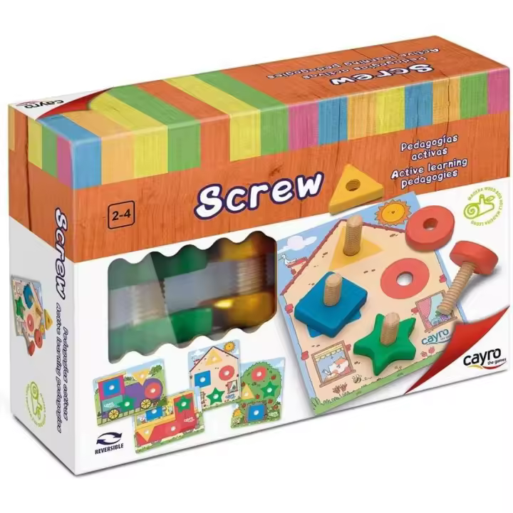 Cayro - Screw - Juego Tornillos y Tuercas Niños - Juego Educativo de Madera - Mejora la Habilidad Motriz - Aprenden Mientras Juegan - para Niños de 2 a 4 Años Referencia: 8177 - 1