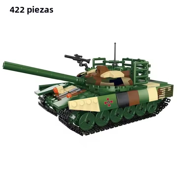 Juego De Construcción Educativo Serie Militar Tráiler De Transporte De Vehículos Blindados Leopardo Y Tanque T64 Bloques MOC Para Niños - 1