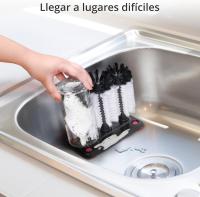 Cepillo para Fregar Cristal - Cepillo Botellas de 3 Cabezales con Base de Ventosa - Limpia Biberones, Botellas de Cristal - details 4