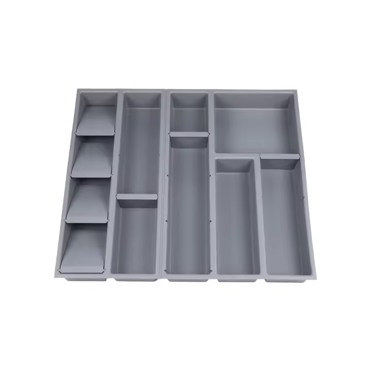 Cofan Organizador de cajones | Adecuado para almacenaje de cubiertos y utensilios | Color: gris | 11 compartimentos | Medidas: 50 x 45 x 6,5 cm - 1
