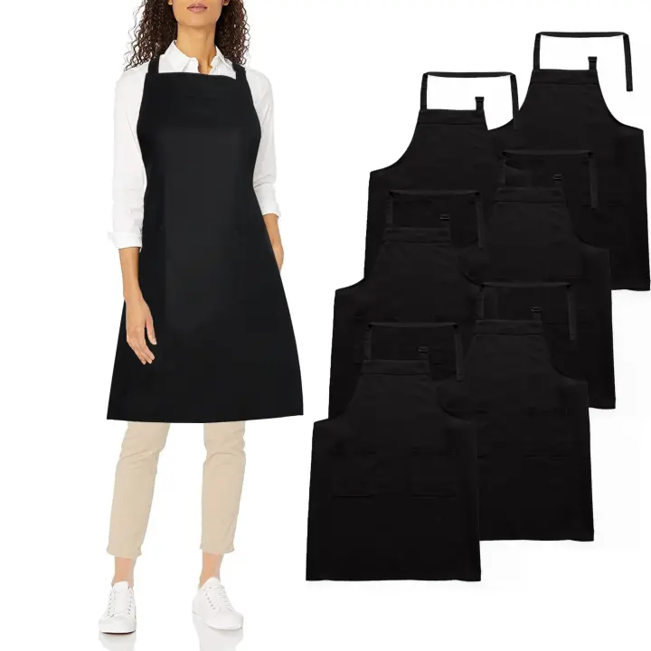 Set de 6 Delantales de Cocina Lisa - Delantal Unisexo Adultos Delantales de Cocinero para Chef Jardinería Cafetería Barbacoa Pintar Hornear - 1