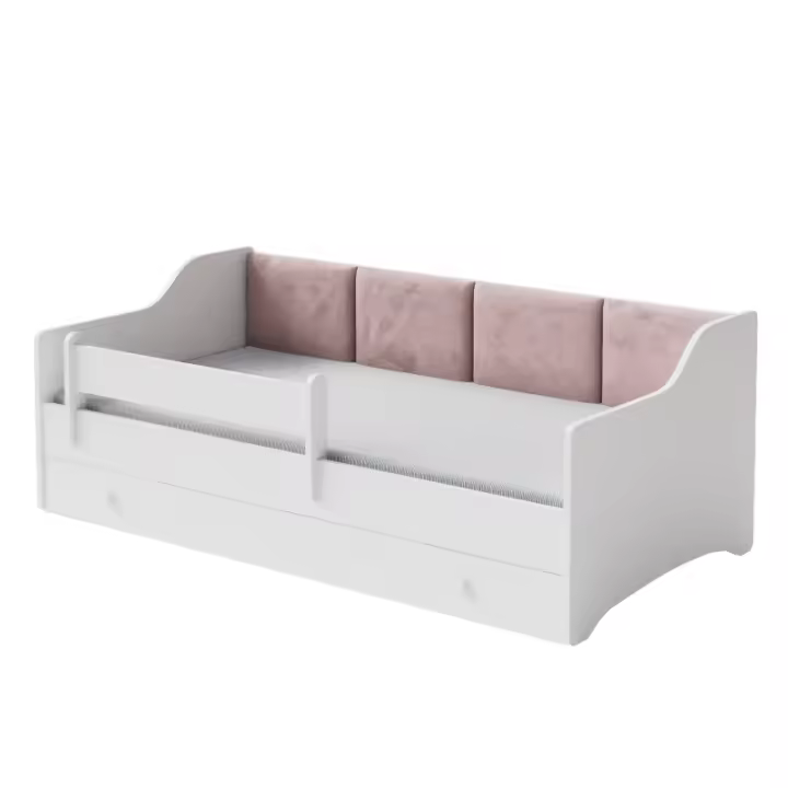 Cama de criança 160 x 80 com gaveta, colchão e estrado incluídos Kobi Eryk Panel Pink - 1