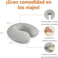 Semicircular Almohada para cuello, de espuma viscoelástica, Gris - details 2