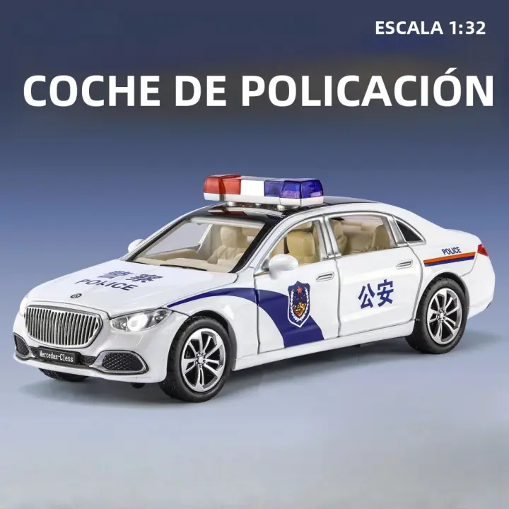 Modelo De Coche De Aleación 1/32 S680 Policial Con Luz Y Sonido Función Retroceso Pull Toy Para Niño Colección Regalos Metal Diecast Negro Blanco - 1