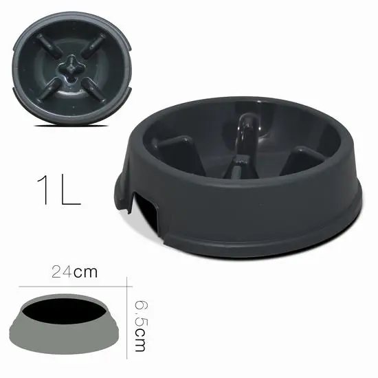 COTTECOTA- Comedero plástico Redondo para Mascotas Bol Mascotas Cuenco Agua Bebedero Plato Animales Comedero Gris Alimentacion Lenta 1.5 l - Diam27 x7.5 cm / 1 l - Diam 24 x 6.5 cm Comedero Antivoracidad Perro Bol Gato Cachorro Mascota. Ref. 16570 16571 - 1