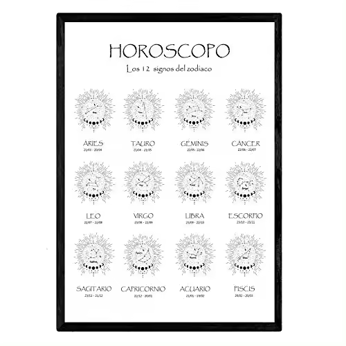 Nacnic - Poster de Horóscopos en Español - Lámina de Astrología - Marcos de Fotos y Arte de Pared - 1