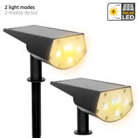 Aktive - 6 Balizas solares LED 2 en 1, emiten luz cálida 5-10 lúmenes, con estaca para suelo o posición de pared, sin cables, resistentes a la intemperie (IP24), autonomía hasta 8 horas, iluminación versátil para exteriores - details 1