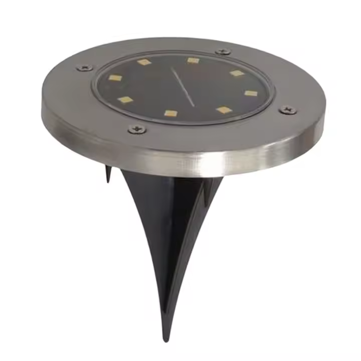Lámpara Solar para Exteriores Jardín 8 LEDs - Luz Amarilla, Sensor Automático de Atardecer a Amanecer, Cubierta de Acero Inoxidable, 12.5x12.5x3.6 cm - Gerimport - 1