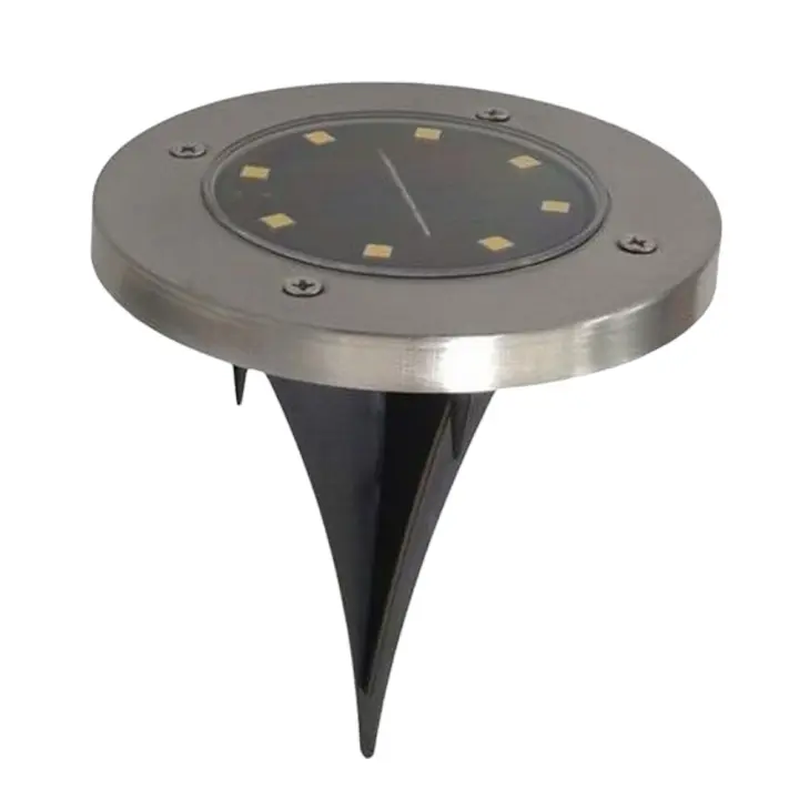 Lámpara Solar para Exteriores Jardín 8 LEDs - Luz Amarilla, Sensor Automático de Atardecer a Amanecer, Cubierta de Acero Inoxidable, 12.5x12.5x3.6 cm - Gerimport - 1