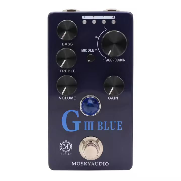 Pedal De Efectos Mosky G III BLUE Overdrive Distortion Preamp Para Guitarra Eléctrica Bypass Verdadero Con Control De Engranaje Y Botón Peso 300g - 1