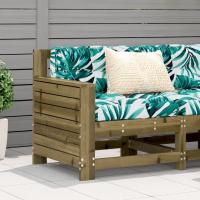 vidaXL Sofá jardín con reposabrazos y cojín madera pino marrón cera en color Marrón/taupe/Sin tratar/Antracita/Sin tratar/Beige y más | acolchados duraderos para sofás de jardín terraza exterior - details 3