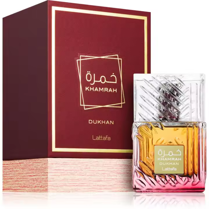 Fragancia Khamrah Dukhan 100 ml por Lattafa - Perfume Unisex con Aroma a Mandarina, Pimiento y Praliné - 1