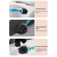 Juego De Cepillo De Inodoro Para El Hogar Con Soporte Montado En La Pared Silicone Recargable Para Limpieza De Esquinas Herramientas De Baño - details 8
