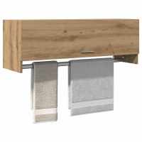vidaXL Armario de madera contrachapada 100x32,5x35 cm en color Blanco brillante/Marrón roble/Madera antigua y más | almacenamiento funcional diseño moderno para baño dormitorio sala - details 9