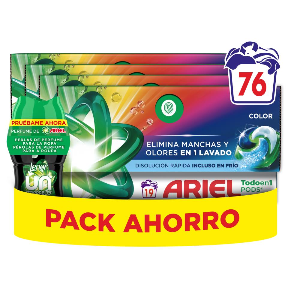 ARIEL Pods Color 76 o 105 Lavados + Perlas Unstoppables Ariel 150 gr