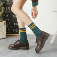 Calcetines De Algodón Para Mujer Estilo Retro Coreano Japonés Clásicos Con Rayas De College Street Calcetines Largos De Media Caña Regalo Para Niñas - details 15