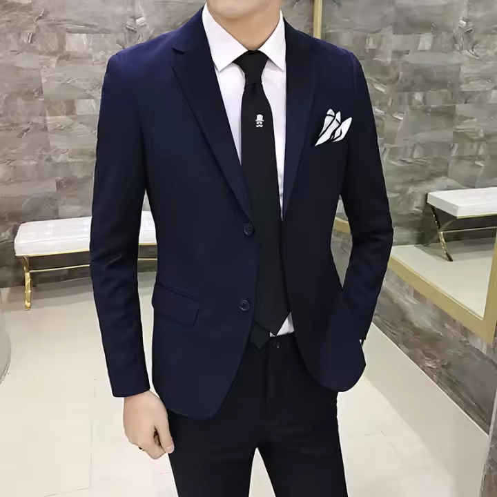 Traje Elegante Para Hombre (Blazer+ Pantalones) Moda Negocios Coreana Ajustado Para Boda Traje Profesional De Gentleman - 1
