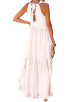 Vestido De Verano Para Mujer Con Camisola Y Falda Larga Estilo Europeo Y Americano Sin Mangas Cuello Redondo Polyester Spandex - details 4