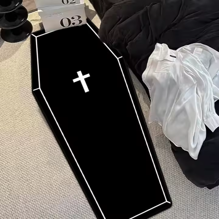 VIKAMA Alfombra De Decoración Gótica Con Calavera Para Halloween Resistente a La Suciedad Para Sala De Estar Y Dormitorio Material De Poliéster Lavable a Mano Y Máquina - 1