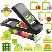Mandolina 16 En 1 Cortador De Verduras Y Frutas Cortador De Tomates Y Zanahorias Rascar Queso Y Ensalada Herramienta De Cocina Ecológica Plástico - details 0