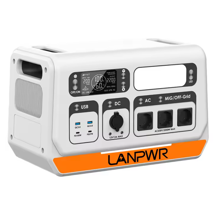 Sistema Solar para Balcón LANPWR 2400 Pro, estación de energía de 2200W 2040Wh 40A/51.2V con inversor conectado a la red, 3 salidas AC, aplicación inteligente, instalación simple, adecuado para el suministro de energía electrónica en el hogar - 1