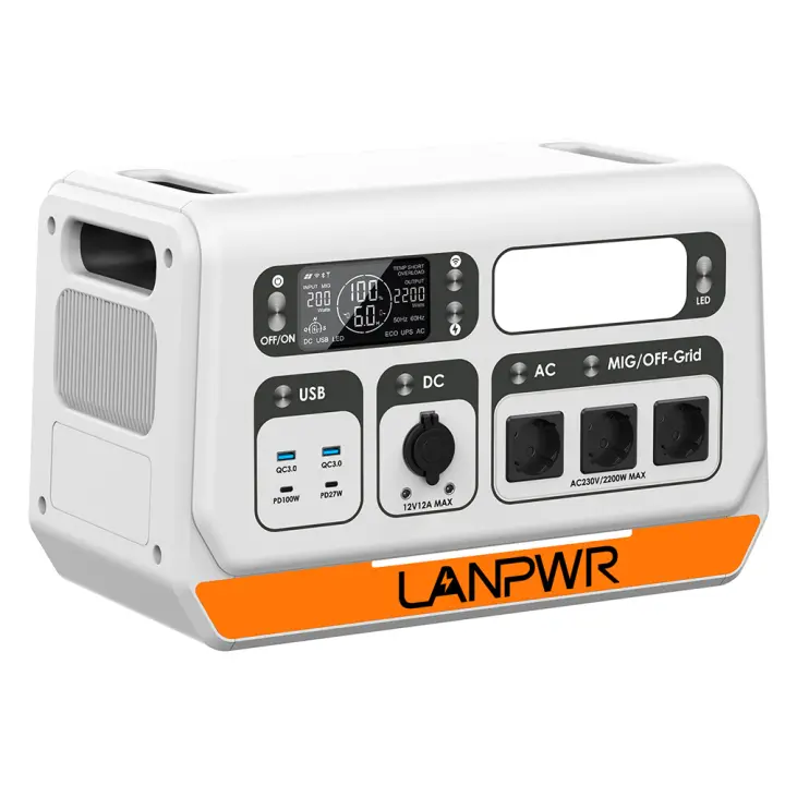 Sistema Solar para Balcón LANPWR 2400 Pro, estación de energía de 2200W 2040Wh 40A/51.2V con inversor conectado a la red, 3 salidas AC, aplicación inteligente, instalación simple, adecuado para el suministro de energía electrónica en el hogar - 1