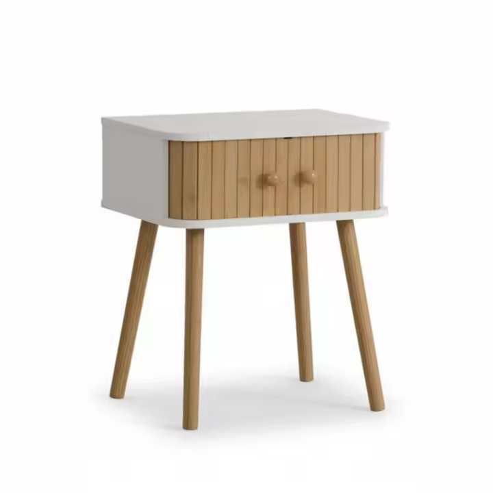 MOBLEKIT | Mesitas de Noche de Madera y Metal, Diseño Nórdico o Industrial con Opciones de Cajón, Puerta o Estantes, Muebles Compactos para Dormitorio - 1