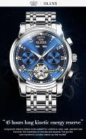 Reloj De Pulsera Automático Para Hombre OLEVS Estilo Business Impermeable Con Correa De Acero Inoxidable Calendario Esqueleto Display Numeral Romano - details 5