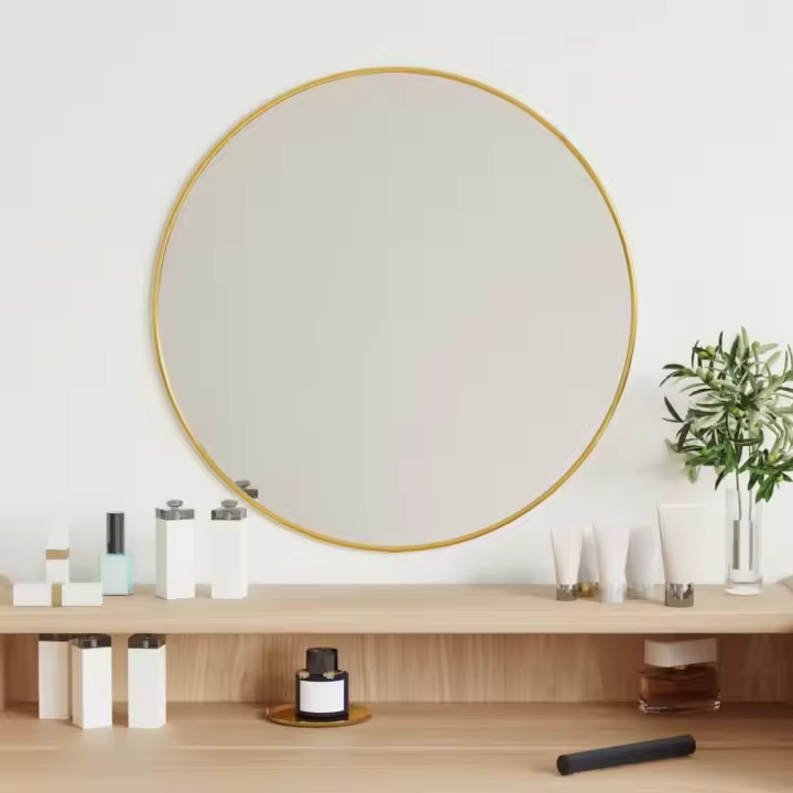vidaXL Espejo de Pared Redondo Dorado Ø 50 cm Decoración Dormitorio Tocador Color Dorado,  Negro,  Plateado y mas - 1