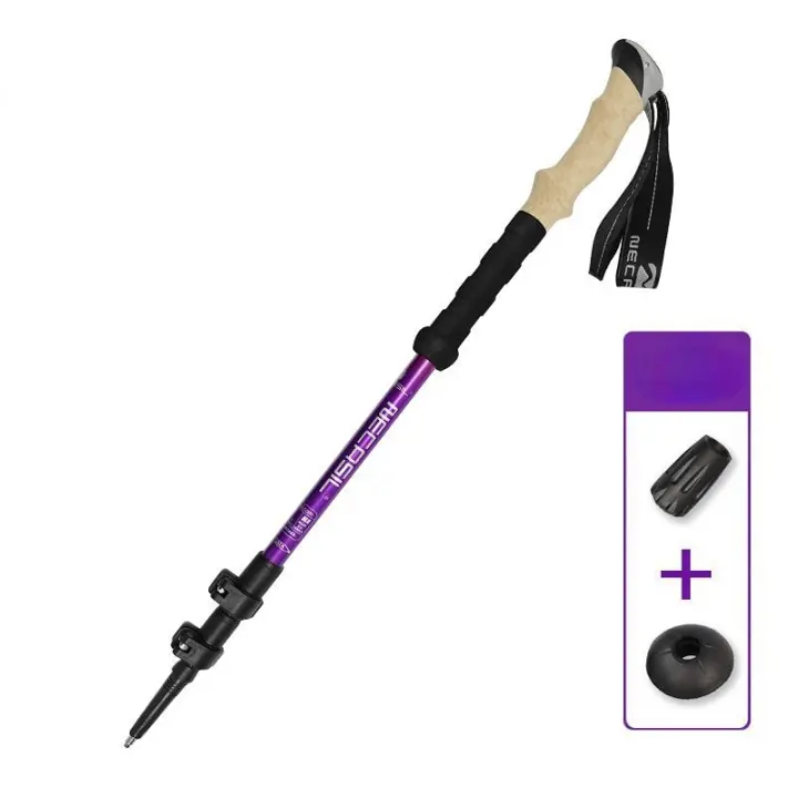 Palo De Camuflaje Ultraligero De Aluminio Para Senderismo Y Escalada 135CM Plegable Antideslizante Con Mango De Goma Y Punta De Acero Carbono - 1