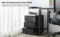 SONGMICS Gabinete de Archivos Móvil, Cajonera de Oficina con 3 Cajones, Cierre, para Documentos de Oficina, Carpetas Suspendidas, Premontado, 39 x 45 x 55 cm (Largo x Ancho x Alto), Blanco/Negro Mate - details 1