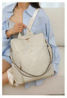 Nuevo bolso de cuero suave, gran capacidad, mochila retro europea y americana, gran capacidad, moda, color en contraste, mochila para mamá de doble propósito - details 15
