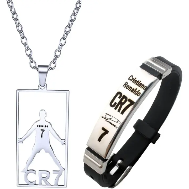 Juego de pulsera y collar with La Estrella de Fútbol CR7, juego de joyas de Rego para fanáticos del fútbol para niños y niños - 1