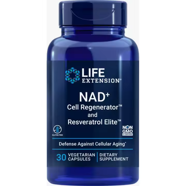 NAD+ Cell Regenerator™ and Resveratrol Elite™, Nicotinamide Riboside de Life Extension - 1