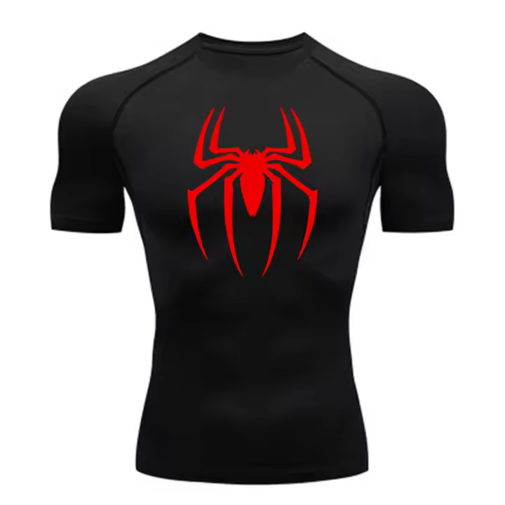 Camiseta De Compresión Para Hombre Con Estampado De Araña 2024 Camiseta De Running Al Aire Libre Rápida Secado Manga Corta Transpirable Para Primavera Verano Tallas M-3XL - 1