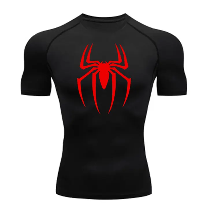 Camiseta De Compresión Para Hombre Con Estampado De Araña 2024 Camiseta De Running Al Aire Libre Rápida Secado Manga Corta Transpirable Para Primavera Verano Tallas M-3XL - 1