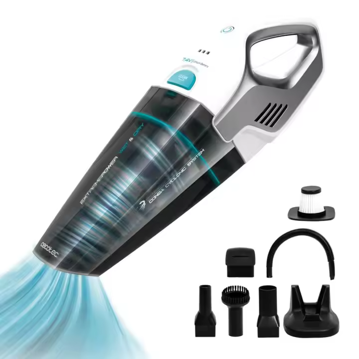 "Cecotec Aspiradora de Mano Conga Immortal ExtremeSuction 7,4V – Potente Aspirador Sin Bolsa para Sólidos y Líquidos, Tecnología Ciclónica, Autonomía de 20 Minutos, Compacta, Ligera y Eficaz para una Limpieza Profunda en Todo Tipo de Superficies - 1