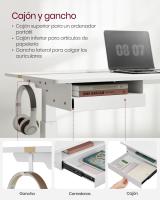 Escritorio eléctrico ajustable en altura, 60x120 cm, ajuste continuo, con 4 memorias de altura, toma de enchufe, usb integrado, disponible en blanco, marrón rústico y roble - details 4