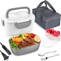 Fiambrera Eléctrica 1.5L 60W, 12V/24V+220V Gran Comida Térmico con Bolsa y Acero Inoxidable Tenedor Cuchara para Coche Camión Oficina - details 0