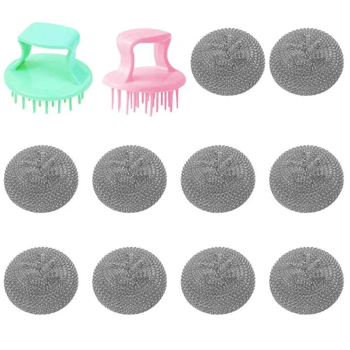 10pcs Esponja De Limpieza Con 2 Manijas Para Horno Acero Inoxidable Escobilla De Limpieza Para Baño Y Cocina - 1