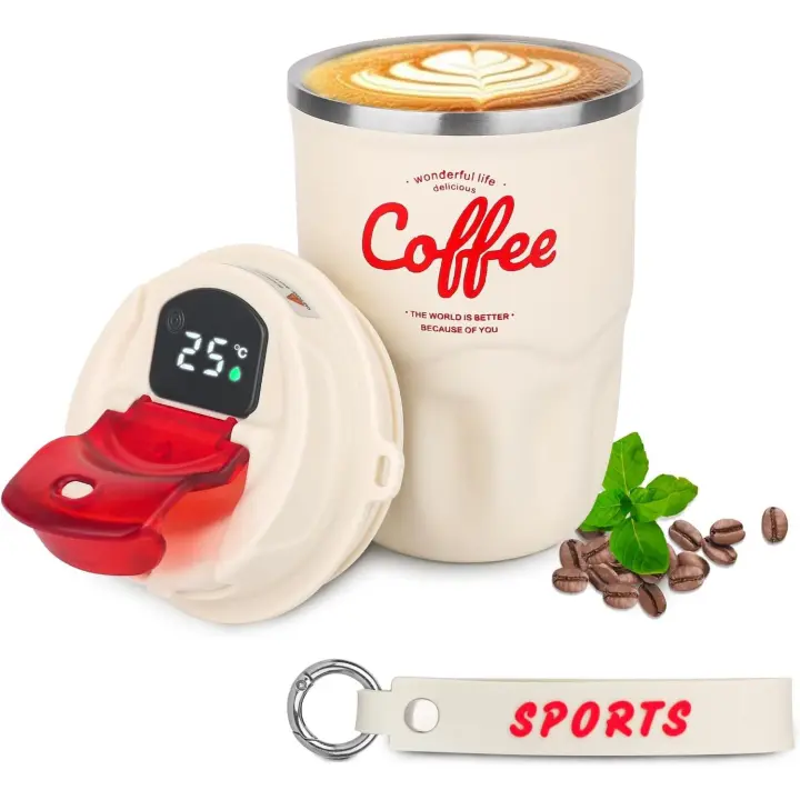 360ml Taza Termo Cafe para Llevar, Vaso Termico con Tapa a Prueba de Fugas, Pantalla de Temperatura Inteligente - 1