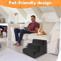 Escaleras Para Perros 3 Pasos Rampas Antideslizantes De Espuma Suave Alta Densidad Desmontables Para Cama O Sofá Algodón De Goma Suministros Para Mascotas - details 2