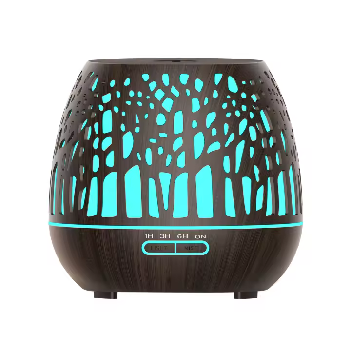PORCHEDDU Humidificador ultrasónico, difusor de aroma de 400 ml, atomizador de fragancia ultrasónico LED-Bosque Tallado - 1