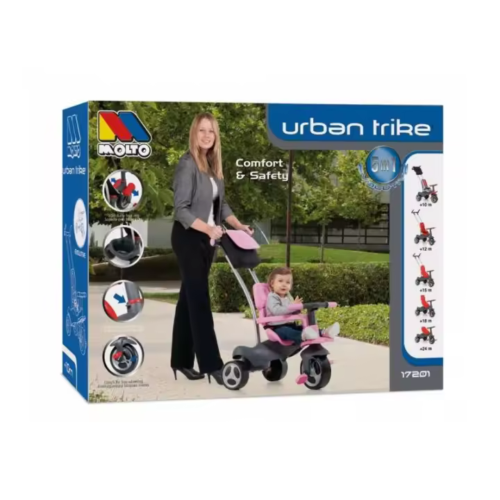 Triciclo Molto rosa Urban Trike Soft Control cinturones +Bolsa +Sombrilla - 1