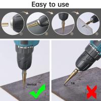 Juego De 5 Piezas De Broca Angular Triangular Rojiza Y Negra Para Aleación De Aluminio Herramienta De Abertura De Agujeros Con Sistema Británico - details 5