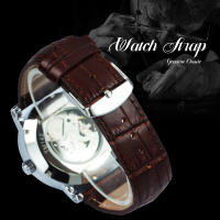 Reloj Mecánico De Moda WINNER Para Hombre Con Straps De Cuero Marrón Y Calendario Date Resistente Al Agua Y Shock Con Display Romano - details 4